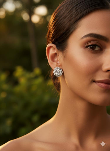 Flower Stud Silver Earrings